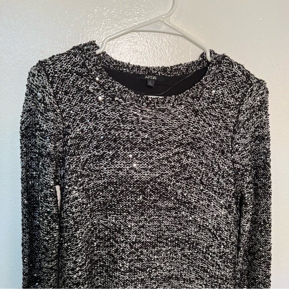 Apt. 9 Asymmetrical Crewneck Sequin Sweater Black Gray - Picture 3 of 14